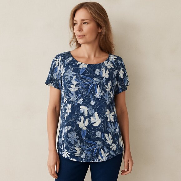 Lauren Ralph Lauren Floral Flutter Sleeve Top Size S/P Multicolor #H1287 - Picture 1 of 9